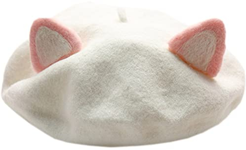 Damen Winter Baskenmütze Wolle Süße Kaninchen Katze Bär Ohren Misch