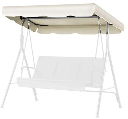 Flexzion Replacement Canopy For Outdoor Swing - 77 X 43 / 1.96m X 1.09m 2 Seat Bench Glider Swings Shade Fabric UV Weather Waterproof For Outdoor Garden Patio Yard Park Porch Seat Furniture, White