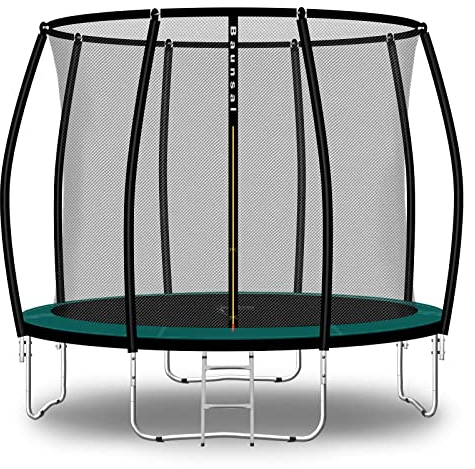 Baunsal® Trampolin Outdoor Ø 305 cm (FGIS) grün Komplettset Sprungmatte mit Netz und Leiter Gartentrampolin Outdoor Spielzeug Kinder Trampolin Kinder Outdoor Spielzeug Garten