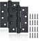 2 Pcs Black Door Hinges - 4 inch (100 x 75 x 2.5 mm) Matte Black Heavy Duty External Hinges for Wooden Internal Doors