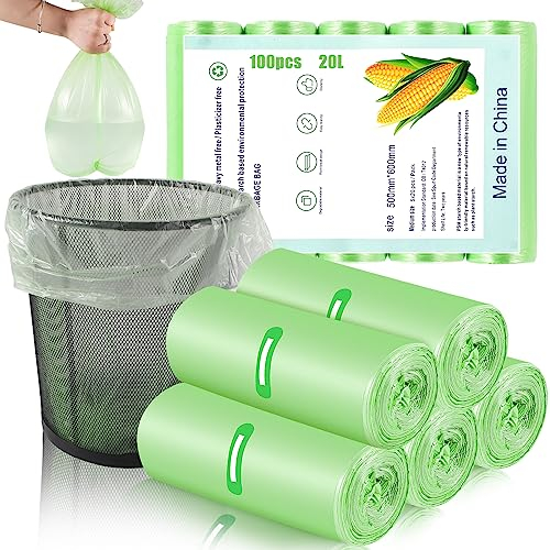 100 x 20 Litre Bin bags, 20 x 24inch Pedal Bin Liners Small Food Waste Bags for Office Bathroom Kitchen(50x60cm)