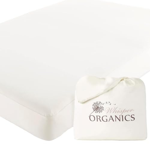Whisper Organics 100 % wasserdichter Bio-Matratzenschoner, Matratzenbezug Spannbetttuch, Stil – GOTS-zertifiziert (California King)