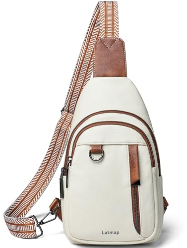 LATMAP Crossbody Bag Damen, PU Leder Brusttasche Wasserdicht Umhängetasche Diebstahlsichere Sling Bag für Sports Outdoor Reise