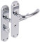 HANDLEZONE® 1 Pair of Avis Polished Chrome Bathroom WC Toilet Door Handle Set on Long Backplate, for Internal Doors
