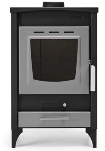 BRICOSOL Stufa a Legna PRENSASTOVE Apollo, Acciaio, Vermiculite, Stufa a Legna, Bianco, Legno, Montaggio indipendente