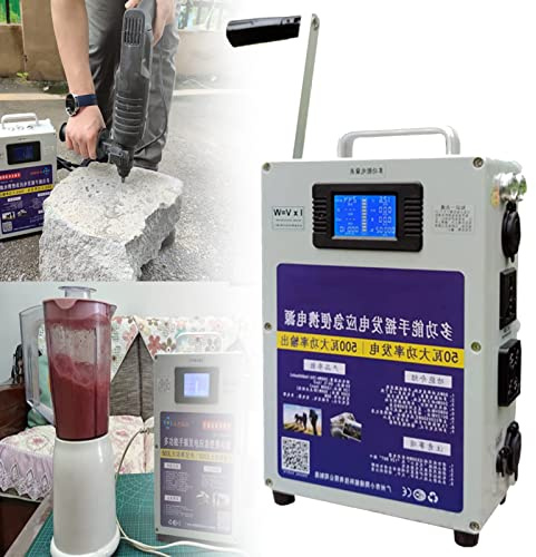 JIANGSS Generatore a manovella Caricabatterie Generatore Inverter Esterno Manuale, 200 Wh 46800 mAh Stazione di Alimentazione Portatile con Presa, 27 cm x 18 cm x 10 cm