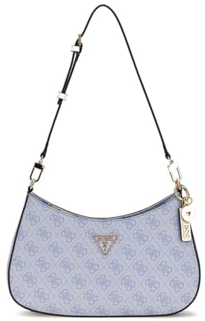 GUESS Damen Noelle Top Zip Shoulder Bag Reißverschluss Oben, Schultertasche, Hellblaues Logo