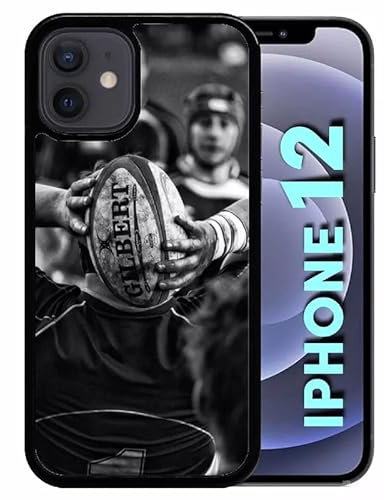 Générique Coque pour iphone 12 - Rugby Noir et Blanc - Silicone - Noir