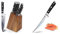SHAN ZU Damaskus-Messerblock-Set der PRO-Serie, 5 Messer und 1 Honstahl mit Premium-Holz-Messerblock & Filetiermesser 7 Zoll - Randentbeinung von Fisch und Fleisch, professionelles Fischmesser