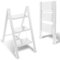 Eulenke Escalera de escalera de 3 escalones plegable de aluminio, escalera de pie ligera, portátil, con pedal ancho antideslizante, para el hogar, oficina, cocina, carga hasta 150 kg, color blanco