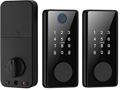 GMUME Intelligenter Türgriff Tuya Smart Deadbolt Locks Türeinstieg Front Keyless Fingerprint Keypad Digital Lock for Home Apartment(TYPE 6)