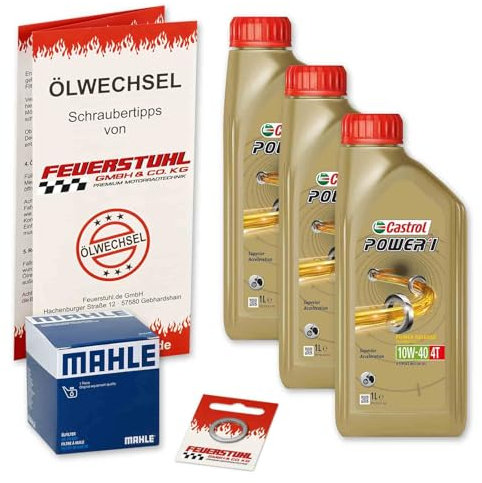 Öl & Ölfilter für Honda CB 1000 R, 2008-2016 (SC60), Ölwechsel Set, Castrol 10W-40 Motoröl + Mahle Filter + Dichtring(e)