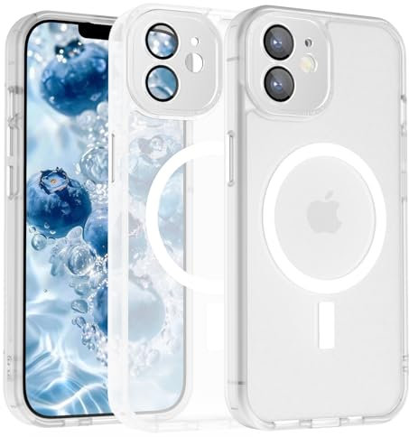 iPhone 12 Hülle, Hanyhülle iPhone 12 Magnetisch Leicht Dünn Matte Touch Kameraschutz, Kratzfeste Anti-Gelb rutschfest Kratzfest Schutz Stoßfest Hülle für iPhone 12 Transparent Weiß