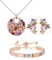 Baobei kaguyo Jewellery Set for Women - Rose Gold Plated Multicolor Zirconia Crystal Pendant Necklace with Hoop Earrings - Charming Jewellery for Women and Girls Birthday Gifts (set and bracelets)
