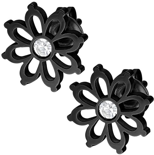 Wildcat Ohrstecker - Flower Earstuds Pair - Schwarz - Chirurgenstahl 316L - wasserfest, langlebig, hautverträglich