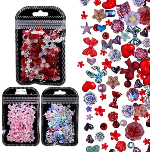 Cinsersr 300 ciondoli per nail art, ciondoli per unghie 3D, decorazione per unghie, accessori per fai da te, 3 stili