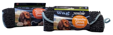 Henry Wag Pet Noodle Glove Towels (2-Pack) | Soft & Highly Absorbent Microfibre, Quick Drying for Muddy Pets | GRS Recycled Polyester (80cm x 35cm) | Designed for Dogs