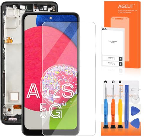 Écran pour Samsung Galaxy A52s 5G LCD Écran pour Galaxy A52s 5G SM-A528B SM-A528B SM-A528B/DS LCD Touch Digitizer Assembly avec réparation Kit avec Cadre, sans Empreinte Digitale