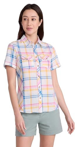 Mountain Warehouse Holiday Womens Cotton Shirt - Short Sleeve Ladies Top, Casual Shirt, Lightweight Ladies Shirt, Breathable Blouse - for Travelling, Walking White Women's Size 16