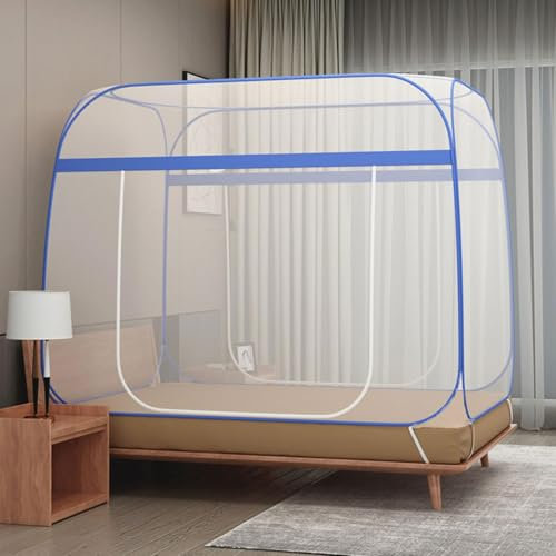 Moskitonetz Bett,180X200cm Zusammenklappbares Moskitonetz,Doppeltür-Moskito-Campingzelt,Faltbares Anti Mosquito Bites Mückennetz,für Schlafzimmer,Outdoor