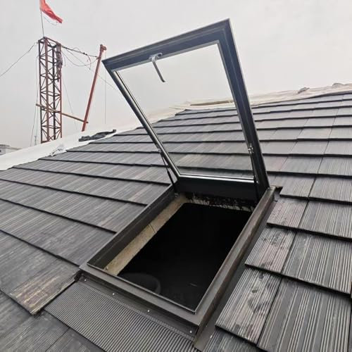 Dachluke, Oberlicht, Keller, Tageslichttür, Mehrwinkel-Dachfenster aus Aluminium, selbstverschweißtes Glasoberlicht mit Isolierglas, quadratisch/rechteckig (50 x 50 cm)