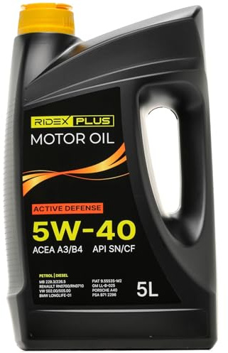 RIDEX PLUS Active Defense 5W-40 Motoröl, Vollsynthetiköl Motorenöl ACEA A3/B4, 5L