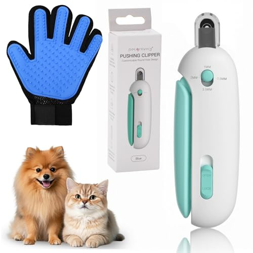 Noosverl Krallenschere Katzen Set, Blau Einstellbarcat Nail Clipper Mit Blau Kratzfesten Handschuhen für Hunde Katzen Kaninchen und Weitere Haustiere