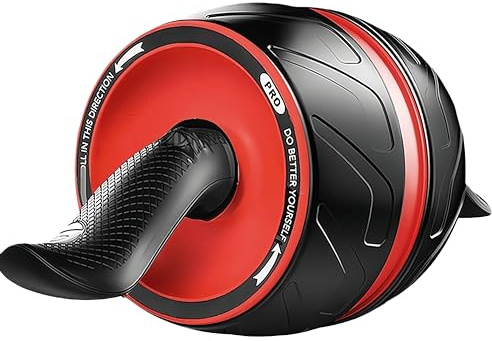 Kuisoe Automatisches Rückroll-Kraftrad für Bauchmuskeltraining Heim-Fitnessgerät für Anfänger Bauchroller zur Fettverbrennung (20 * 17cm,Rot)