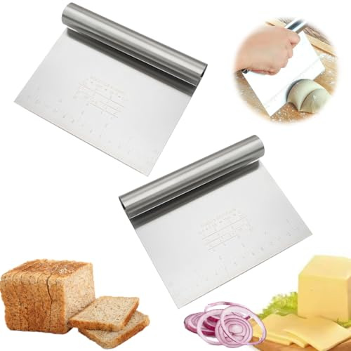 OIXEYA 2x Ramasse Légumes Cuisine, Coupe Pate, Spatule à Pâte, Ustensiles de Cuisine, Raclette en Acier Inoxydable, Aide de Cuisine pour Pain Fruits Légumes Cuisson