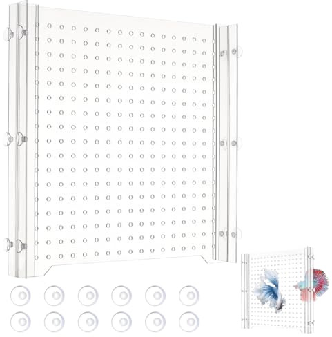 UNICRAFTALE Acryl Aquariumtrennwand Transparent Verstellbar Mit 12 Saugnapf 279x281x3mm Für Betta Fische Geeignet
