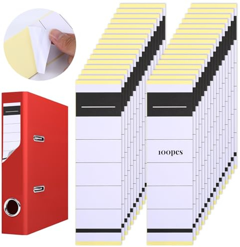 TIESOME 100 Stück Ordnerrücken Selbstklebend, 5,4x19cm Rückenschilder Ordner Klebeetiketten, Beschreibbar Selbstklebende Ordnerrücken Aufkleber für Breit Ordner Büro Bibliothek Archivierung