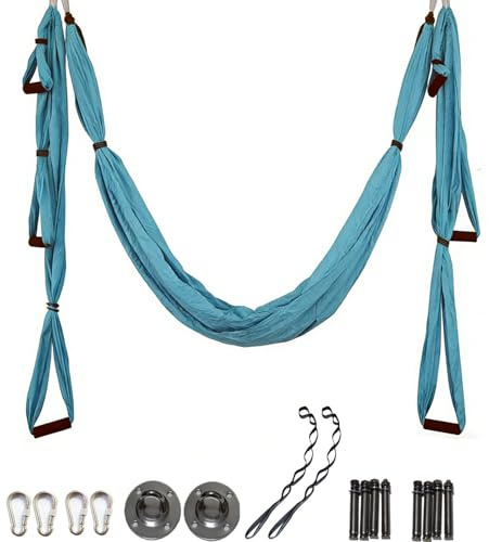 TOOSOAR Columpio Yoga Aereo,con Asa de Espuma Gruesa,para Práctica En El Hogar Estudios De Yoga(Azul cielo)