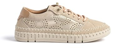 Yokono Sneaker Flow-100 Color Dorado | Calzado hecho en España para Mujer, fabricado en Piel vacuna, Altura de tacón 2 CM, CORDONES Primavera-Verano