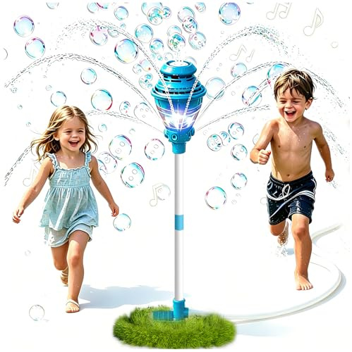 2 en 1 Torre De Burbujas, Linterna con máquina de pompas automática, Luces y música Recargable Máquina De Burbujas para Farola para el jardín, el Patio Trasero, el césped, una Fiesta