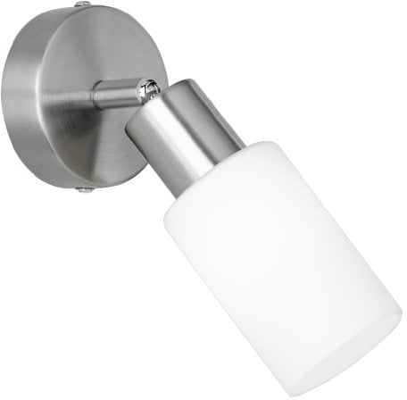 RL LIVE YOUR LIGHT Reality Leuchten Wandspot Mars R80011007, Metall Nickel matt, Glas matt weiß, 1 x E14