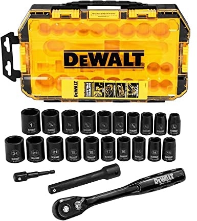DEWALT Metric/SAE DWMT74739 - Juego de llaves de vaso de impacto (1/2, 23 piezas)