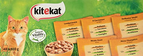 Kitekat Katzenfutter Nassfutter Landpicknick in Sauce, 48 Portionsbeutel (48 x 85g)