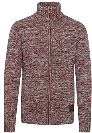 !Solid SDPomeroy Herren Strickjacke Cardigan Grobstrick Pullover mit Stehkragen Reißverschluss 100% Baumwolle Regular fit, Größe:L, Farbe:Wine Red Melange (8985)