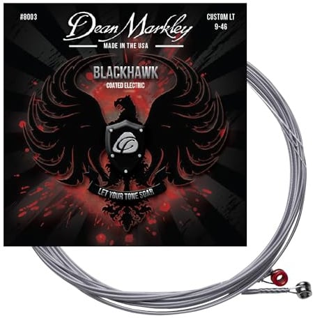 Blackhawk Coated Electric Guitar Strings 6 String Set, Custom Light 9-46 Alloy Steel Guitar Strings Electric, Thin Coated Electric Guitar String, Soaring Tone That Cuts Every Time, Made in the USA