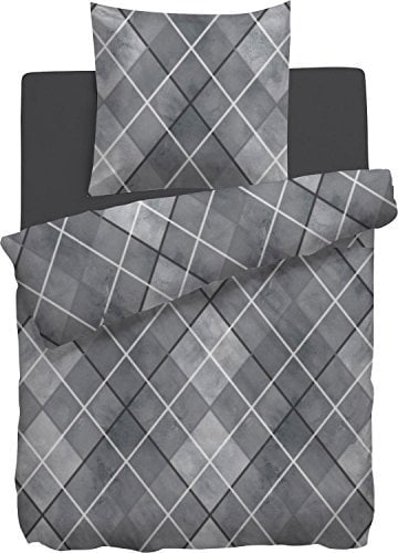 Heckett & Lane Bettwäsche Biber grau Größe 135x200 cm (80x80 cm)