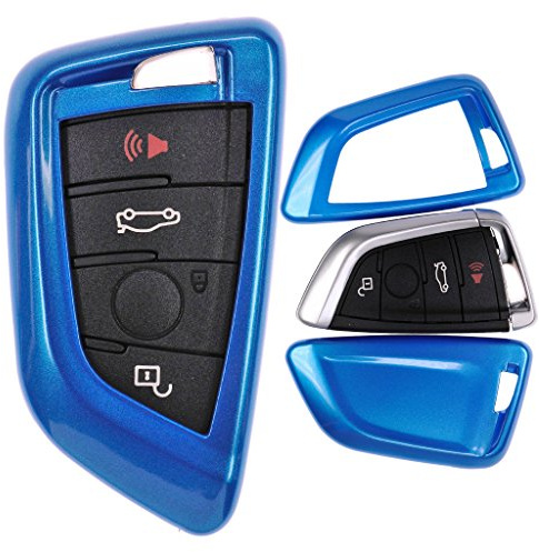 Auto Schlüssel Cover Hülle für BMW X5 F15 X6 F16 2er F45 F46 X1 F48 Smartkey/Farbe: Metallic Blau