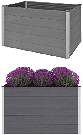 vidaXL Garten Hochbeet Pflanzkasten Blumenkasten Gemüsebeet Pflanzkübel Blumenkübel Frühbeet Gartenbeet Pflanzbeet WPC 150x100x91cm Grau
