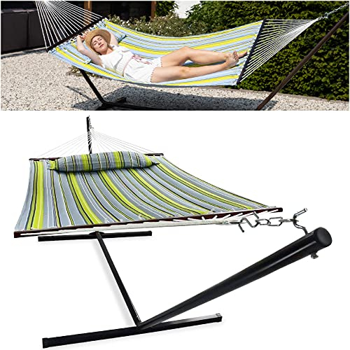 VITA5 Hängematte mit Gestell - Hängematte Outdoor – Garten Pool Balkon Terrasse Indoor Hängematten 2 Personen Hängesessel - Doppelhängematte mit Ständer 200kg Belastbarkeit – Einfache Montage