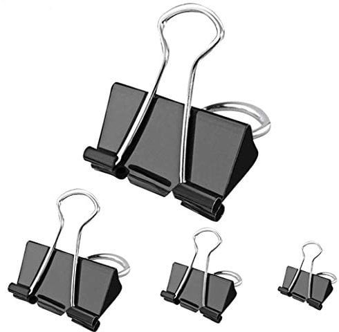 Clips - 100 pcs Binder Clips 4 Sizes Foldback Clips Stationary Paper Clips 15mm 19mm 32mm 51mm