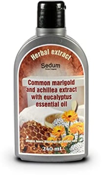 Sedum Natural Herbal Extract for Sauna, Massage, Broom Soaking - Sauna Infusion with Common marigold, achillea extract and eucalyptus essential oil, allspice, honey, Himalayan and iodine salts - 240ml