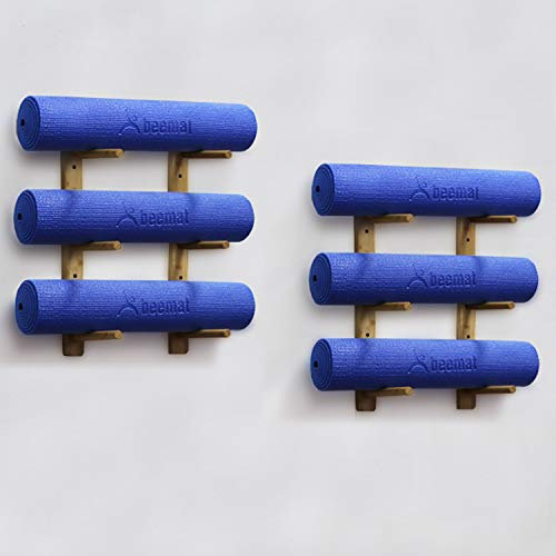 Beemat Yoga Mat Wall Storage Rack • Holds 3 | 6 | 12 Yoga Mats • Wall Mounted (Holds 6 Mats)