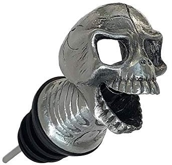 Bec verseur aérateur de vin en forme de tête de mort, cadeau souvenir d'Halloween unique, cadeau parfait pour les amateurs de crâne (nickel)