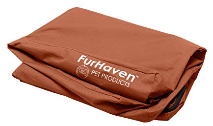 Furhaven Ersatz-Hundebettbezug, wasserabweisend, für drinnen und draußen, Logo-Druck, Oxford-Matratze, waschbar, Kastanie, Jumbo (XL)