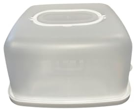 St@llion 30cm Portable Plastic Square Large Cake Buns Box Carrier Storage Container with Handle Lockable Lid Transparent Cover with 4 Locking Clips