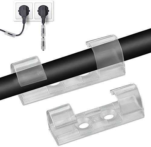 Cable Clips - 60 Pcs Self Adhesive Cable Clips, Prevent Wire Entanglement, for Organiser Wall, Desk Office Cables, Transparent